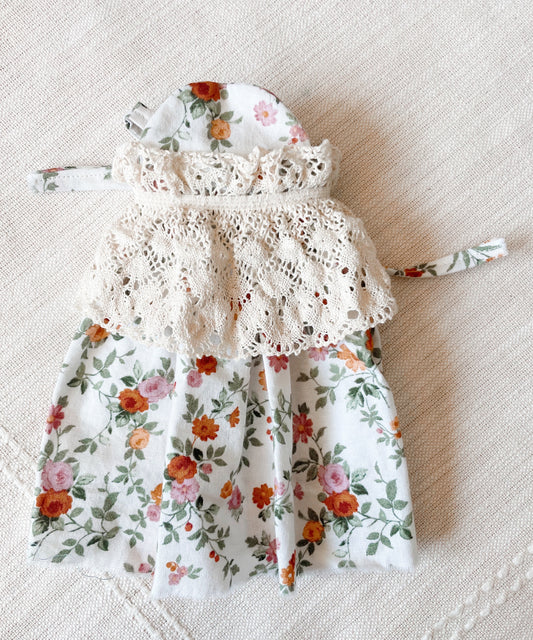 Tea Rose Pinafore Dress with Lace Apron