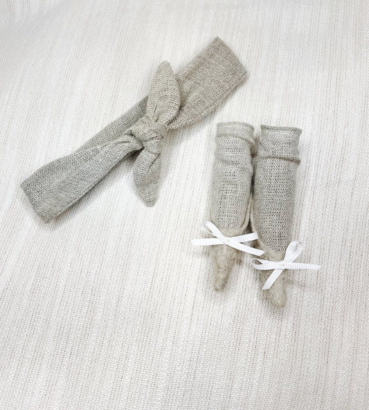 Linen Headband and Sock Shoes Set