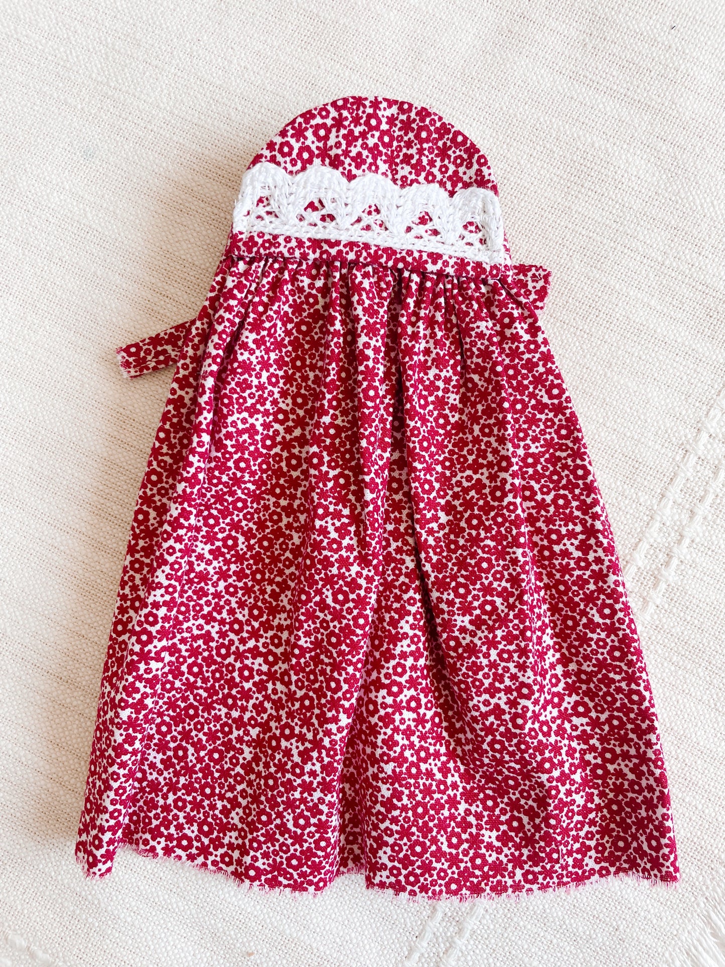 Red Ditsy Floral Pinafore Dress