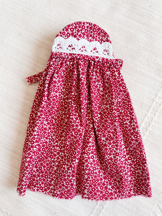 Red Ditsy Floral Pinafore Dress