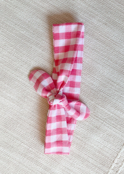 Pink Gingham Headband