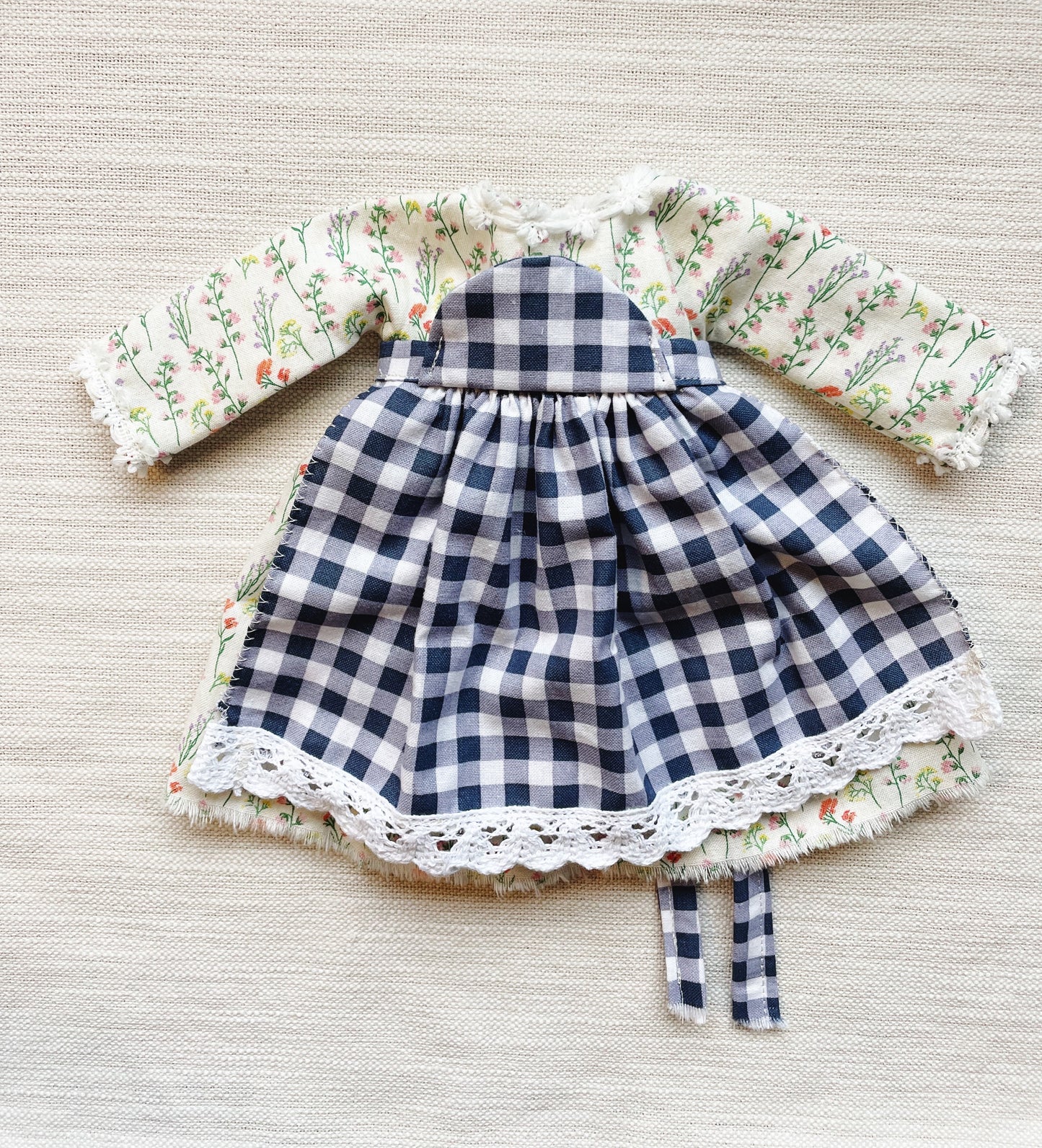 Wildflower Dress with Blue Gingham Apron